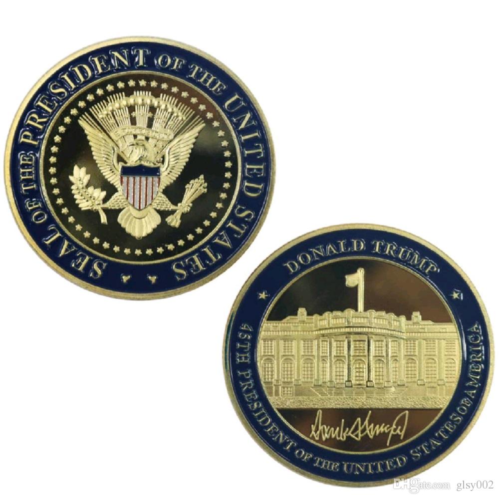 GLSY Donald Trump Challenge Coin, Gold Plated Collection Coins, Seal of The President Commemorative Gift Free Shipping