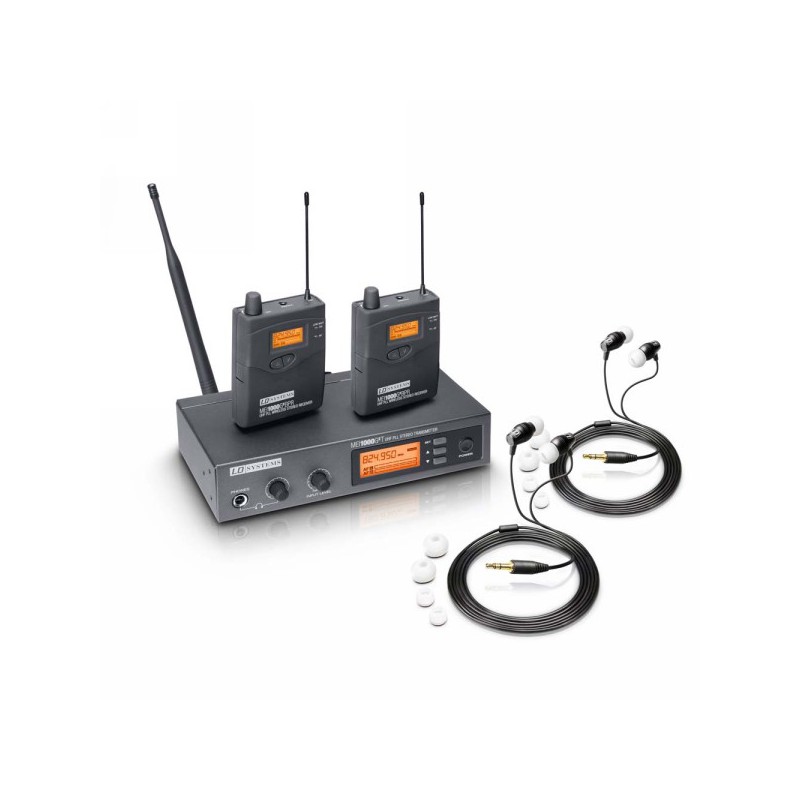LD Systems MEI 1000 G2 BUNDLE In-Ear Monitoring System drahtlos mit 2 x Belt Pack und 2 x In-Ear-Kopfhörer