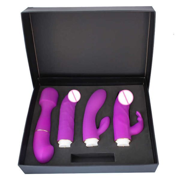 sex toy massager New four piece set of ten frequency vibrator G-spot female masturbator AV massage stick adult supplies