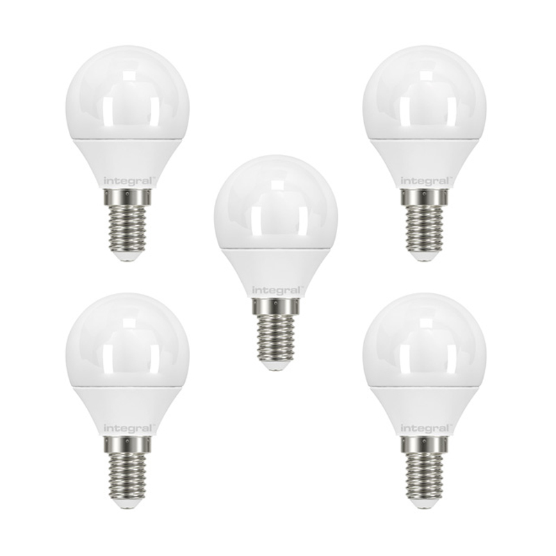 Integral LED Mini Globe E14 3.4W (25W) 2700K Non-Dimmable Frosted Lamp - 5 Pack