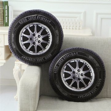 40cm PP Cotton 3D Car Tire Shape Cushion Waist Throw Pillows Home Office Sofa Decor