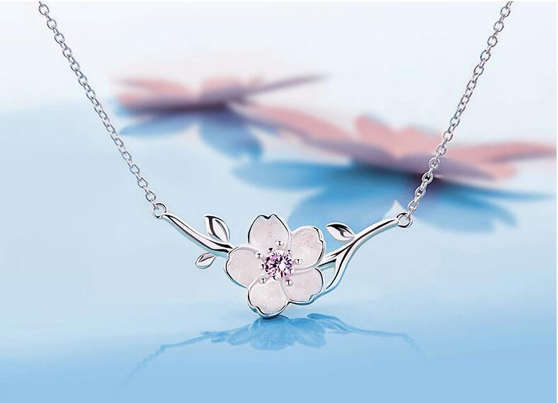 Newest flowers Crystal Necklaces Jewelry Fashion Women Crystal Pendant necklace Jewelry Fit 925 Silver Necklace Pendant Mix Colors Free 156