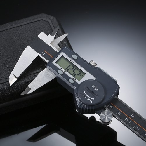 Calibrador digital de acero inoxidable mm / pulgada Pantalla LCD de alta precisión Calibrador a vernier IP54 impermeable 0-150mm