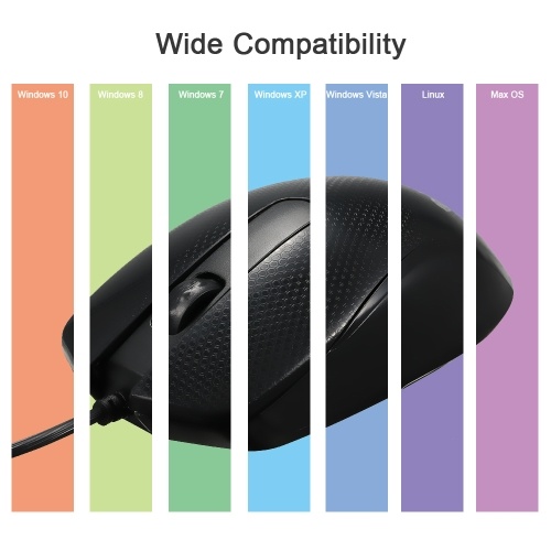 Kingangjia JM-600 3-Button USB Optical Wired Mouse with 5-Foot Cord Compatible with Windows 7/8/10/XP MacOS