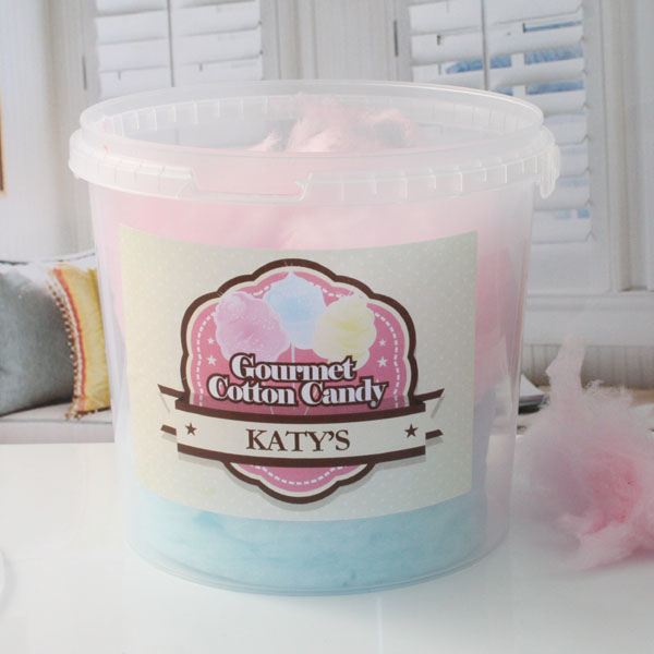 Personalised Bucket of Candy Floss - 8 Flavours Orange & Lemon - CC389