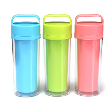 350mL Travel Mug Car Shatterproof Hand Portable Plastic Water Bottle Glass Cup Insulation Mug