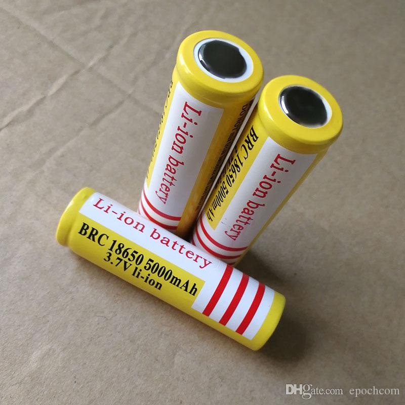 High quality 18650 li-ion battery, 18650 5000mAh YEllow battery flat lithium battery, can be used in bright flashlight and so on.
