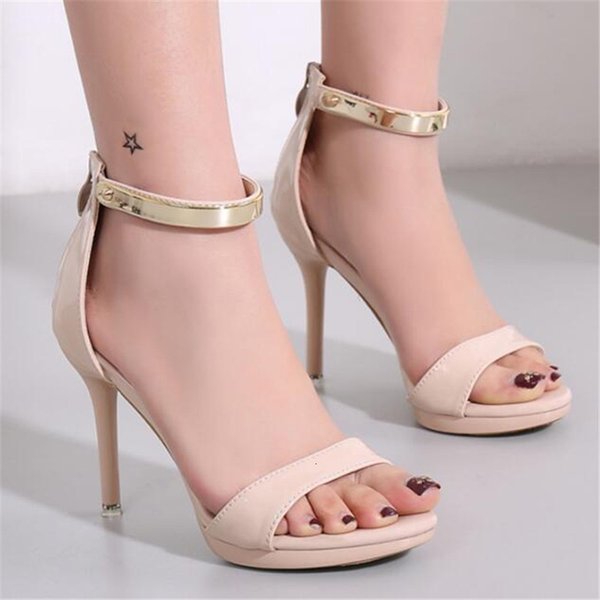 2021 New More Size 35-44 Women's Summer Leather Sexy High-heel Peep Toe Strap Shoes Mujer Sandals X8KF