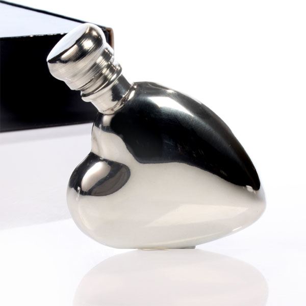 Engraved Heart Shaped Hip Flask