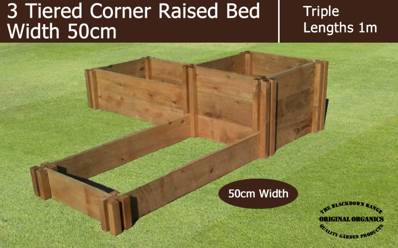 50cm Wide 3 Tiered Corner Raised Bed - Blackdown Range