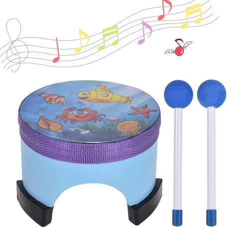 Jouet musical d'instrument de percussion de tambour de plancher de bande dessinée de 6 pouces pour des enfants d'enfants
