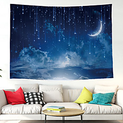 Wall Tapestry Art Decor Blanket Curtain Picnic Tablecloth Hanging Home Bedroom Living Room Dorm Decoration Polyester Starry Sky Clouds Moon