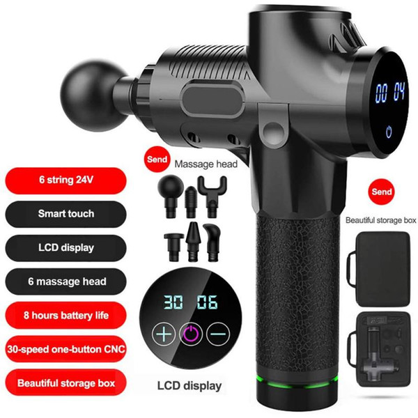 lcd display body massage gun deep percussion 30-speed massage gun muscle vibrating relaxing neck back leg body massager slimming