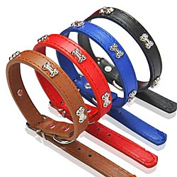 Dog Collar Adjustable / Retractable PU Leather Black Red Blue Brown Lightinthebox