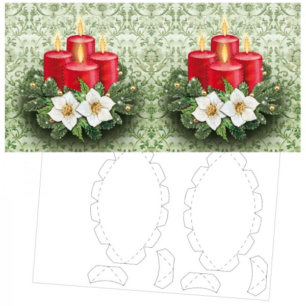Prickel-Karte, Weihnachtsgesteck, inkl. Böden & Ecken, 16cm x 16cm