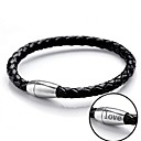 Personalized Gift Leather  Stainless Steel Jewelry  Engraved Bracelet