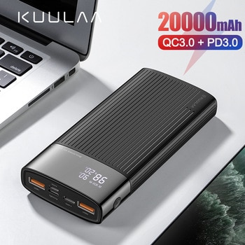KUULAA Power Bank 20000mAh USB Type C PD Fast Charging + Quick Charge 3.0 PowerBank 20000 mAh External Battery For Xiaomi iPhone
