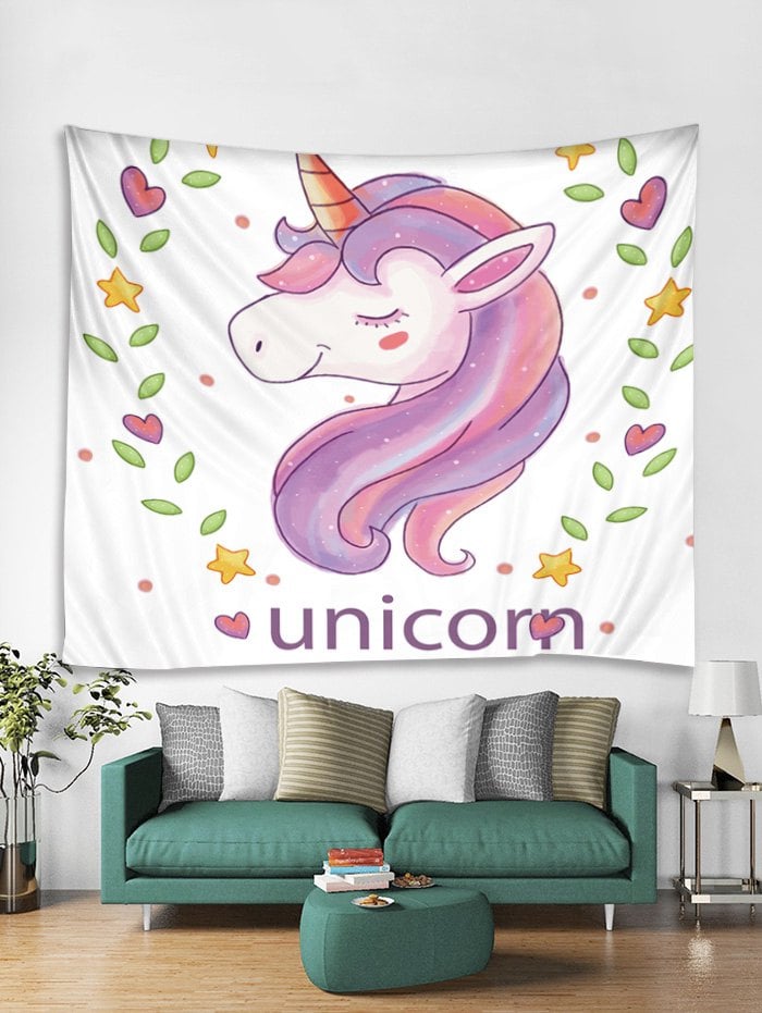 Heart Unicorn Print Wall Tapestry