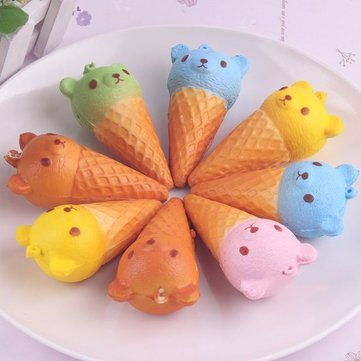 Fragrant Simulate Cute Bear Ice Cream Squishy Toy Stress reliever Phone Chain