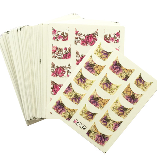 44pcs nail art water transfer flower french tips mixed 44 designs decals nail art stickers diy watermark beauty wraps trnj003
