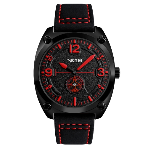 SKMEI Fashion Casual Quartz Watch 3ATM Water-resistant Men Watches Genuine Leather Wristwatch Male