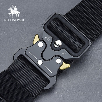 NO.ONEPAUL Tactical belt Military high quality Nylon men's training belt metal multifunctional buckle outdoor sports hook new