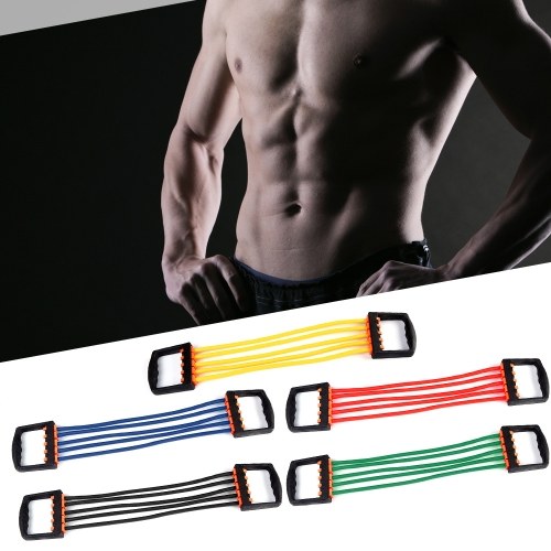 Portable Indoor Chest Expander Puller Adjustable 5 Tubes Resistance Band Exercise Fitness Resistance Cable Rope Tube Chest Exerciser