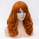 Synthetic Wig Deep Wave Deep Wave With Bangs Wig Long Synthetic Hair Women's Side Part Orange