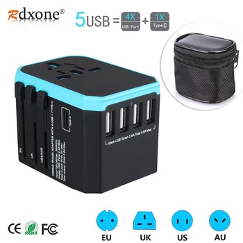 5USB travel adapter Universal Power Adapter Charger worldwide adaptor wall Electric Plugs Sockets Converter for mobile phones