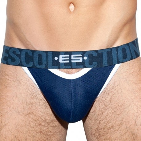 ES Collection Double Opening Mesh Bikini Brief - Navy XS