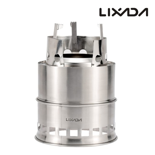 Lixada Portable Stainless Steel Lightweight Wood Stove Alcohol Stove Burner Outdoor Cooking Picnic BBQ Camping