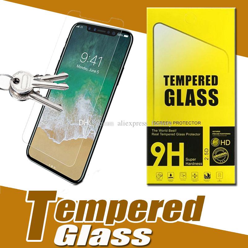 Tempered Glass Screen Protector Film Guard For iPhone XS Max XR X 8 7 6 Plus Samsung Galaxy A40 A50 A60 A70 A90 M10 M20 M40 M50 with Package