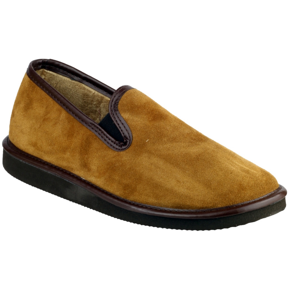 Mirak Mens Barton Slip-On Suede Lined Loafer Style Slipper Brown