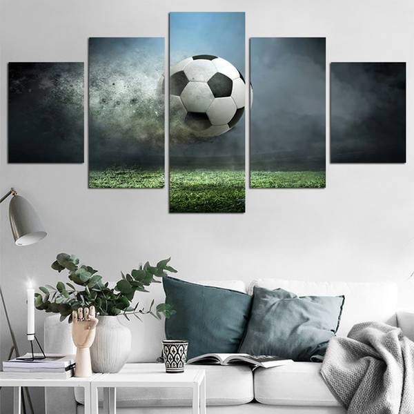 wall art canvas painting 5 piece hd print football course sport posters and unframed modular canvas art home decor fa662