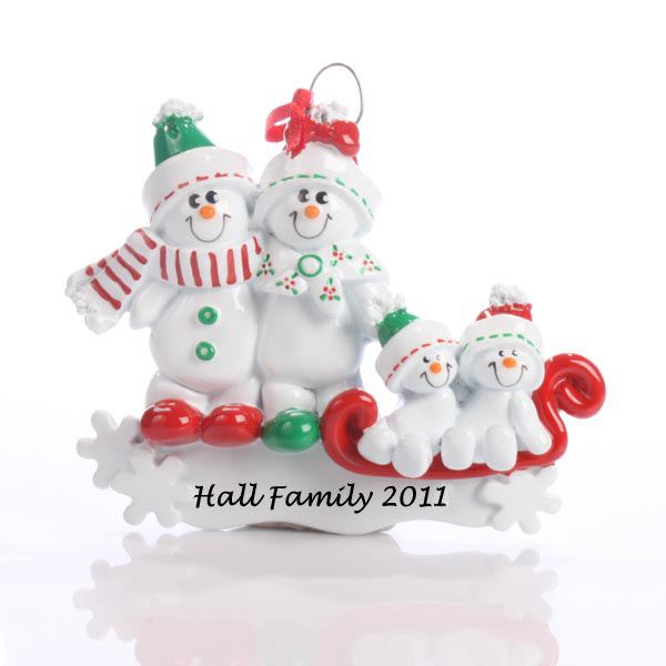 Personalised Snowman Family Ornament Couple With 1 Child