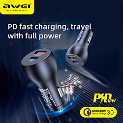 AWEI 30 W Puissance de sortie USB Chargeur PD Prise de chargeur USB de voiture Chargeur de portable Pour iPad Mobile Lightinthebox