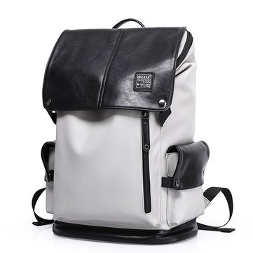 20 Inch PU Leather Backpack Casual Book Bag For Men