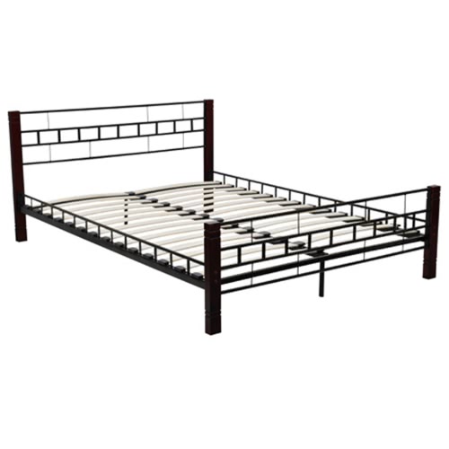 Bed Metal Black and Red Brucciato with mattress 180 x 200 cm