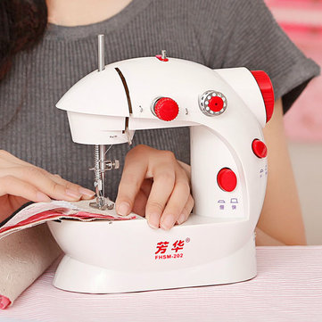Mini Desktop Auto Winding Electric Sewing Machine Household Double Stitch Sewing with LED Light