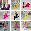 Princesse / Le style mignon Chaussures 9 pcs Pour Barbiedoll Noir PVC Chaussures Pour Fille de Jouets DIY