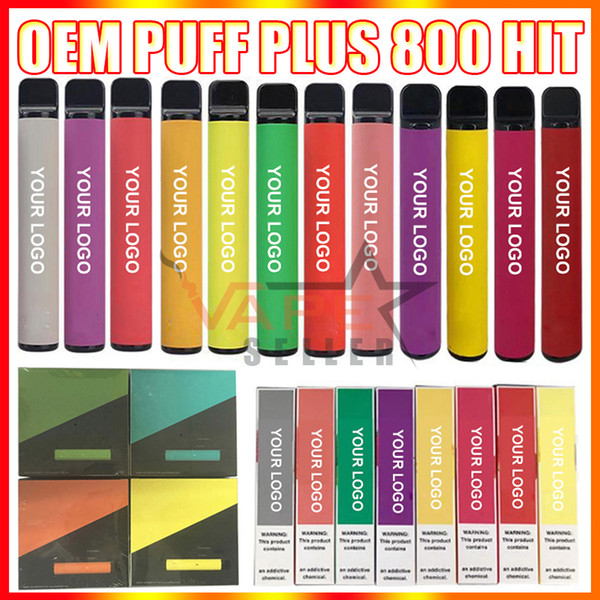 Customized Logo Puff Bar Plus Disposable Vape Pen With 550mAh Battery 3.2ml Pods Pre-Filled 800 Puffs Puff Bars Kit VS Air Bar Max