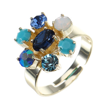 JASSY® Gold Flower Rhinestone Ring