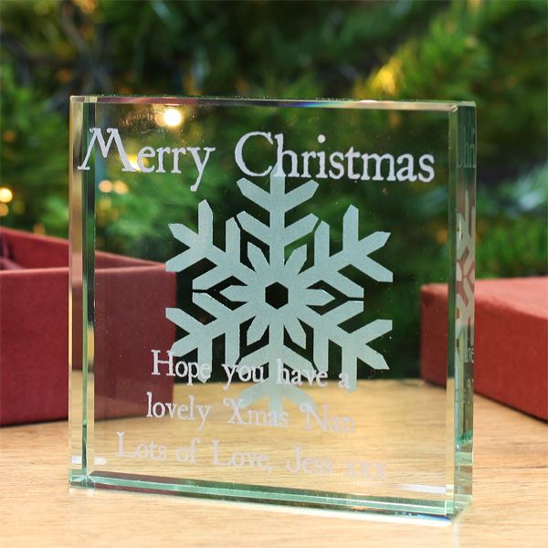 Personalised Merry Christmas Glass Keepsake
