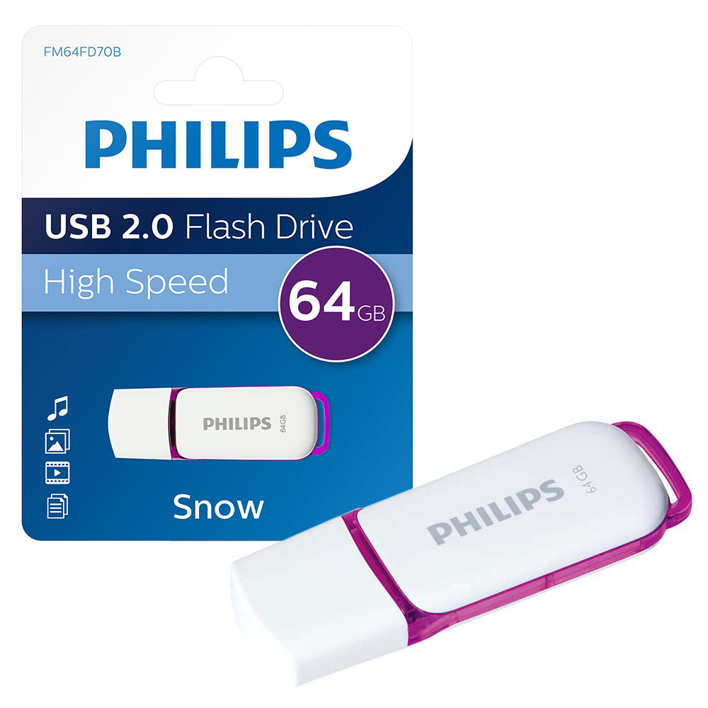 Philips Snow Series USB 2.0 Flash Drive Memory Stick - 64GB