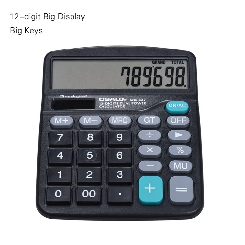 Electronic Calculator Counter Solar & Battery Power 12 Digits Multi-functional Big Button Business Office School Scientific Calculate