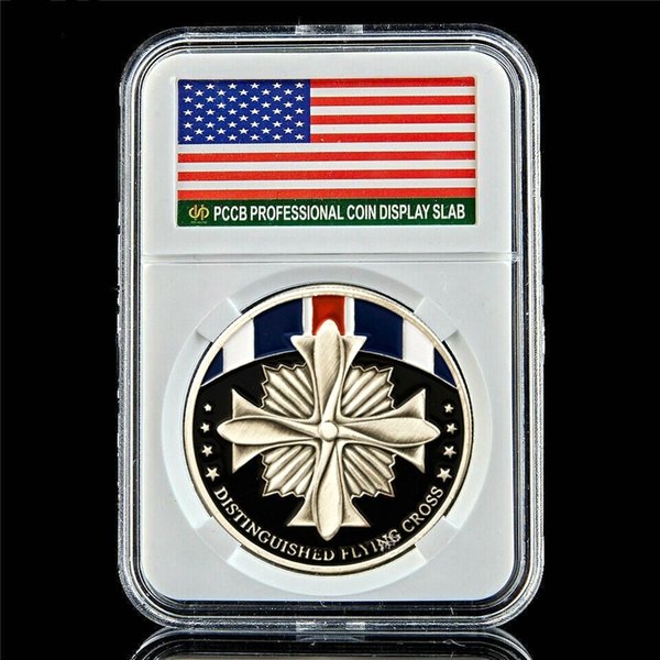 US Sea Air Force Outstanding Flying Cross Army Craft 1oz Silver Plated Military Commemorative Coin W/Pccb Box