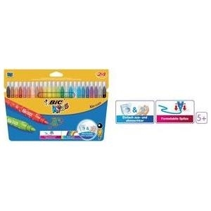 BIC KIDS Fasermaler Kid Couleur medium, 24er Kartonetui Strichstärke: 0,8 mm, auswaschbar von Händen und Textilien, - 1 Stück (841800)