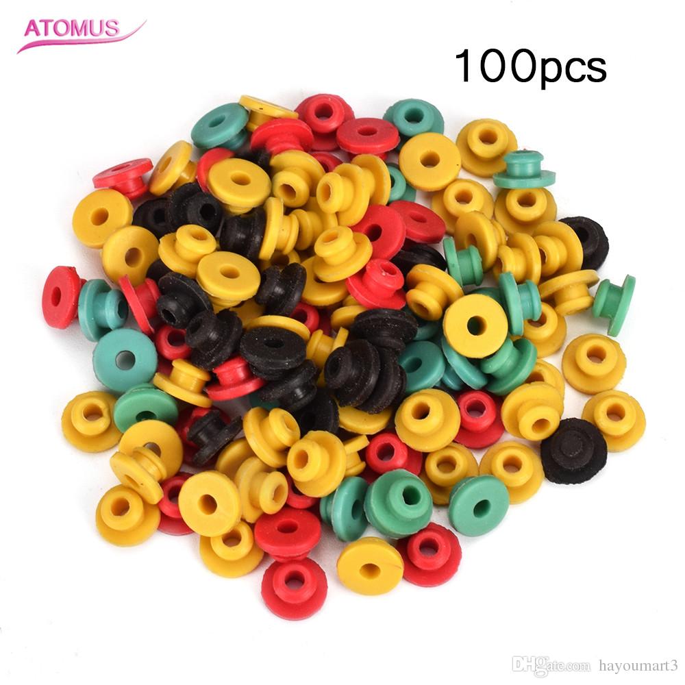 100Pcs/Pack Rubber Durable Mixed Color "T"-Type Grommets Tattoo Needle Pad for Tattoo Gun Needle Ink Tip Grip Kits Accessoire