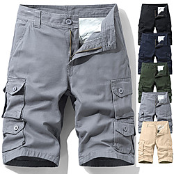 Men's Hiking Shorts Hiking Cargo Shorts Military Summer Outdoor 12 Ripstop Quick Dry Multi Pockets Breathable Cotton Knee Length Bottoms Army Green Blue Grey Khaki Black Work Hunting Fishing 30 32 Lightinthebox