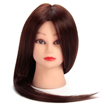 22 Inch 50% Brown Real Human Hair Training Mannequin Head Hairdressing Practice With Clamp